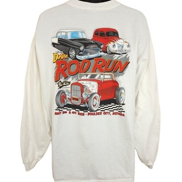 Boulder Dam Rod Run Drifters T Shirt Vintage Y2K 2003 Hot Rod Car Show Mens 2XL - Picture 1 of 6